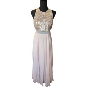 Speckless | Blush Sequins- Sheer Gown Dress